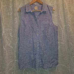 XL Blue&White striped Sleeveless Shirt